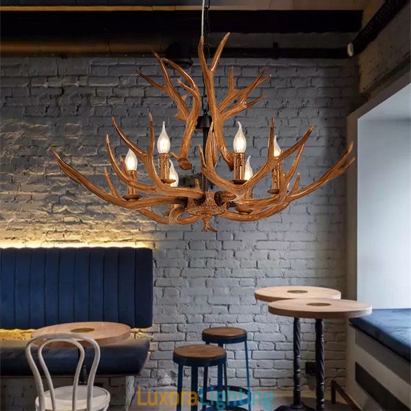Designer Touch Decorative 6 Light Rustic Artistic Retro Antler Antique Chandelier