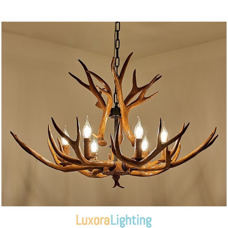 Designer Touch Decorative 6 Light Rustic Artistic Retro Antler Antique Chandelier