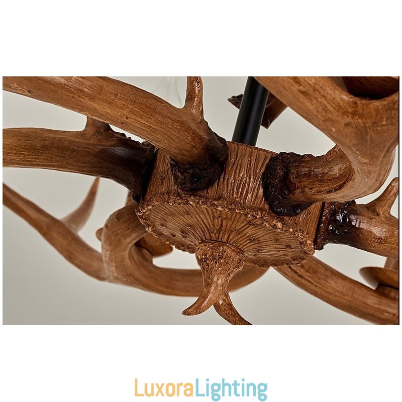Designer Touch Decorative 6 Light Rustic Artistic Retro Antler Antique Chandelier