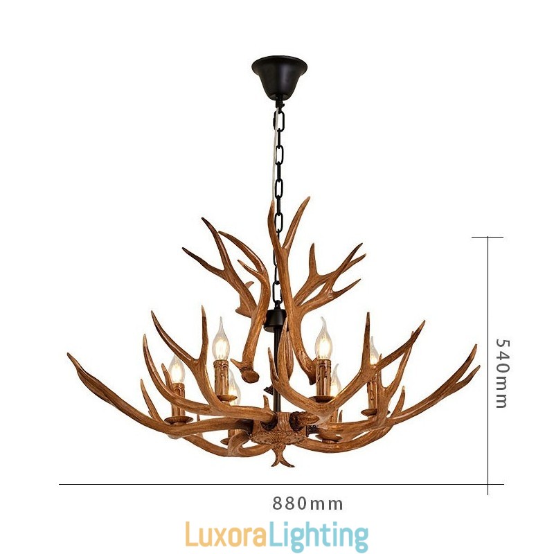 Designer Touch Decorative 6 Light Rustic Artistic Retro Antler Antique Chandelier