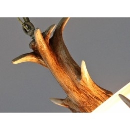 Designer Touch Decorative One Light Rustic Artistic Retro Antler Antique Pendant Light with Glass Shade