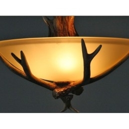 Designer Touch Decorative One Light Rustic Artistic Retro Antler Antique Pendant Light with Glass Shade