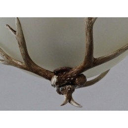 Designer Touch Decorative One Light Rustic Artistic Retro Antler Antique Pendant Light with Glass Shade