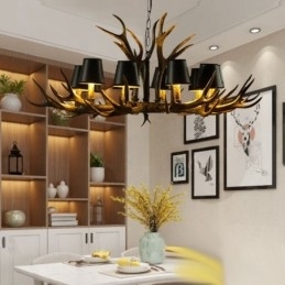 Designer Touch Decorative Retro Antler Antique Chandelier with Shades