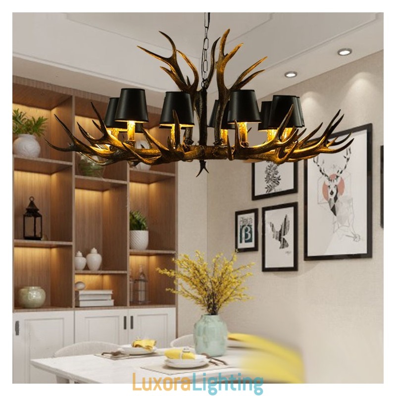 Designer Touch Decorative Retro Antler Antique Chandelier with Shades