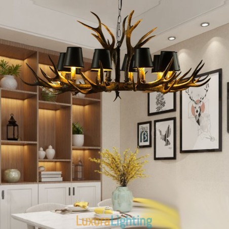 Designer Touch Decorative Retro Antler Antique Chandelier with Shades