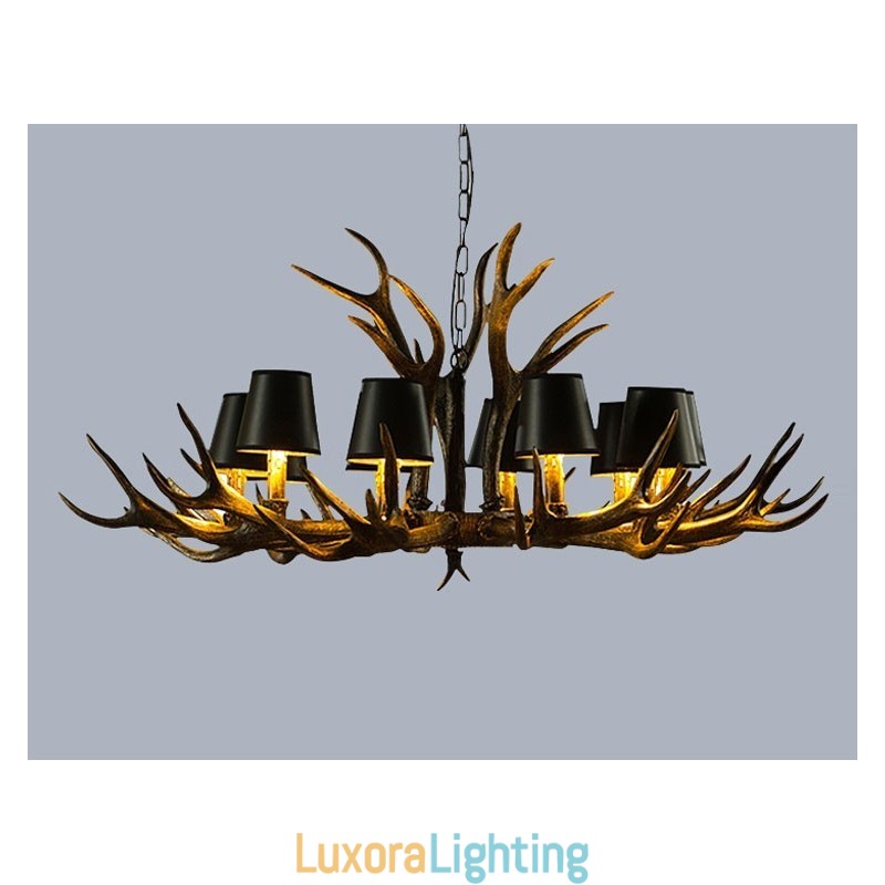 Designer Touch Decorative Retro Antler Antique Chandelier with Shades