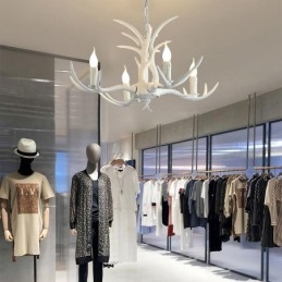 Designer Touch Decorative 4 Light White Rustic Artistic Retro Antler Antique Chandelier