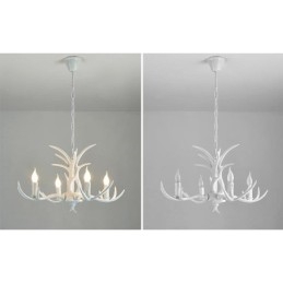 Designer Touch Decorative 4 Light White Rustic Artistic Retro Antler Antique Chandelier