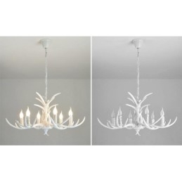 Designer Touch Decorative 6 Light White Rustic Artistic Retro Antler Antique Chandelier
