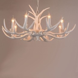 Designer Touch Decorative 8 Light White Rustic Artistic Retro Antler Antique Chandelier
