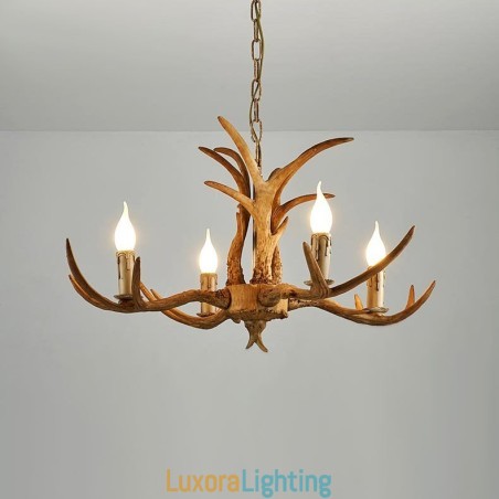 Designer Touch Decorative 4 Light Rustic Artistic Retro Antler Antique Chandelier