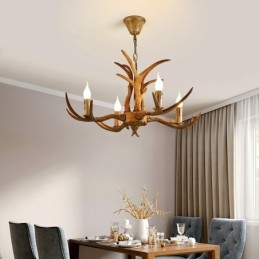 Designer Touch Decorative 4 Light Rustic Artistic Retro Antler Antique Chandelier