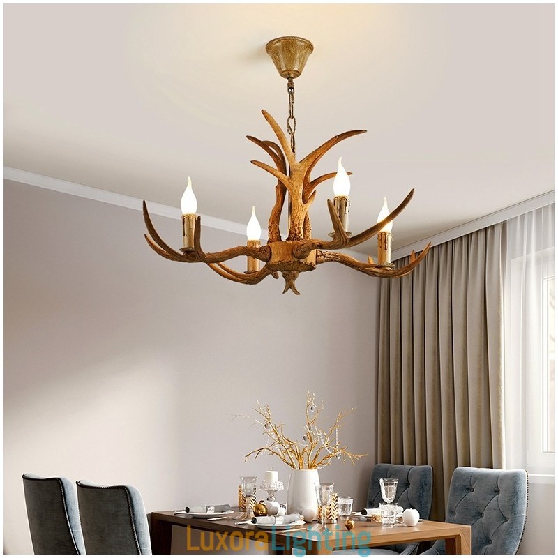 Designer Touch Decorative 4 Light Rustic Artistic Retro Antler Antique Chandelier