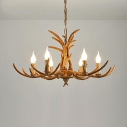 Designer Touch Decorative 6 Light Rustic Artistic Retro Antler Antique Chandelier