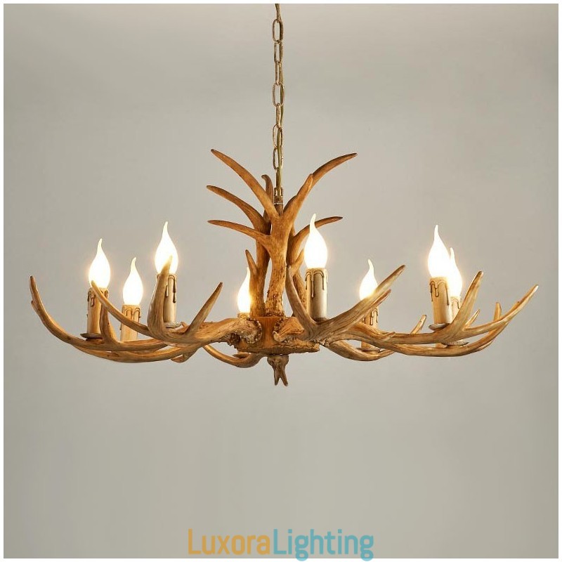 Designer Touch Decorative 8 Light Rustic Artistic Retro Antler Antique Chandelier