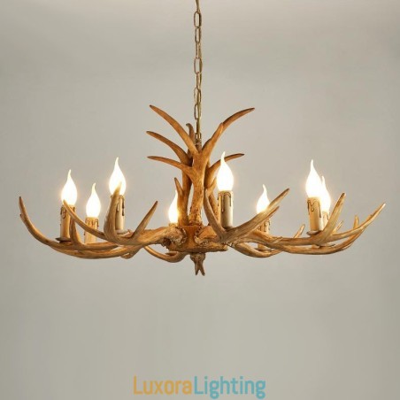 Designer Touch Decorative 8 Light Rustic Artistic Retro Antler Antique Chandelier