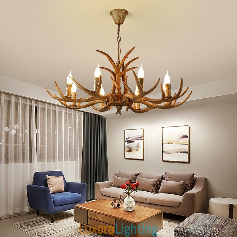 Designer Touch Decorative 8 Light Rustic Artistic Retro Antler Antique Chandelier