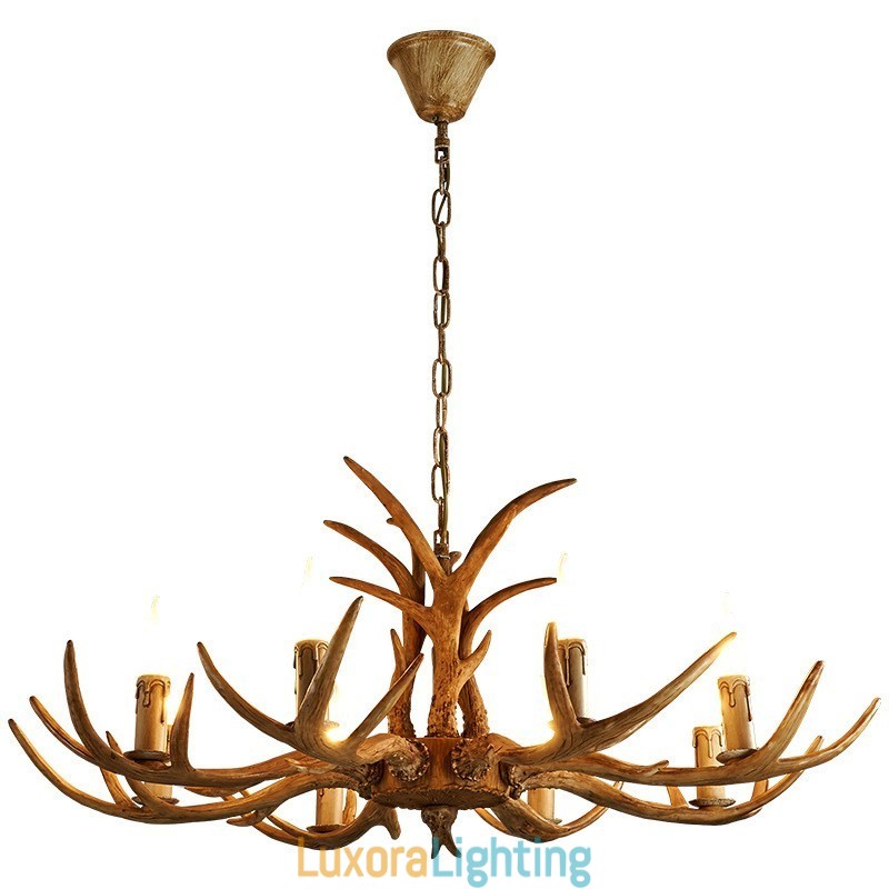 Designer Touch Decorative 8 Light Rustic Artistic Retro Antler Antique Chandelier