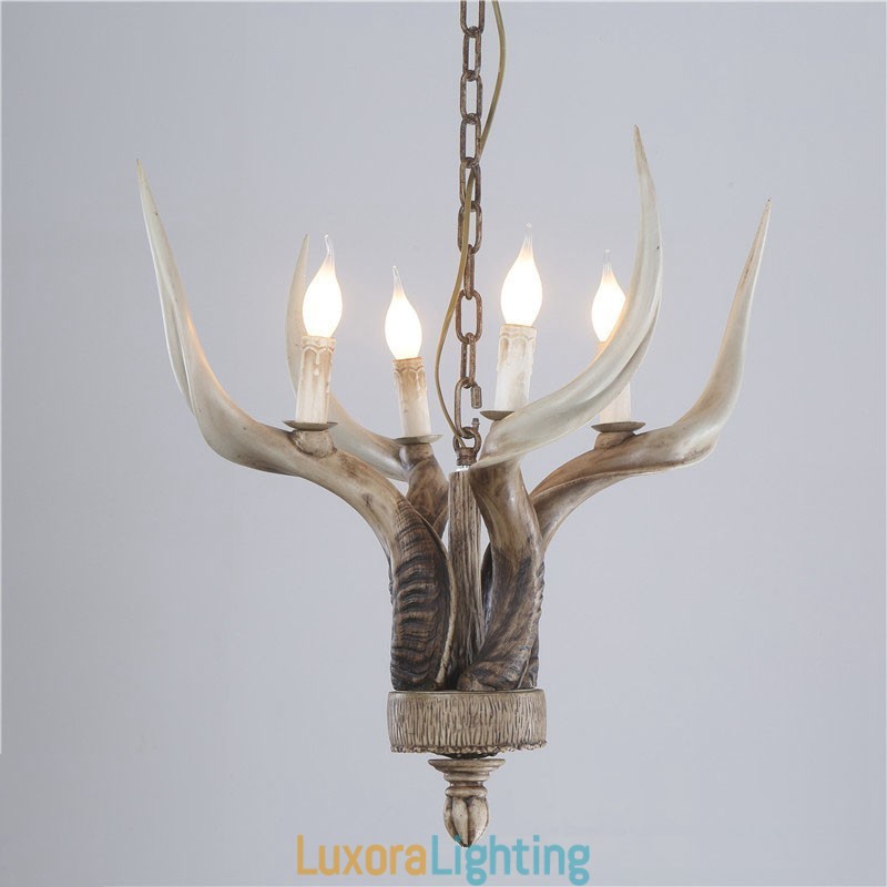 Designer Touch Decorative 4 Light Rustic Artistic Retro Antler Antique Chandelier