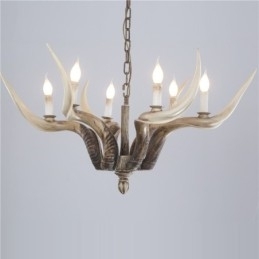Designer Touch Decorative 6 Light Rustic Artistic Retro Antler Antique Chandelier