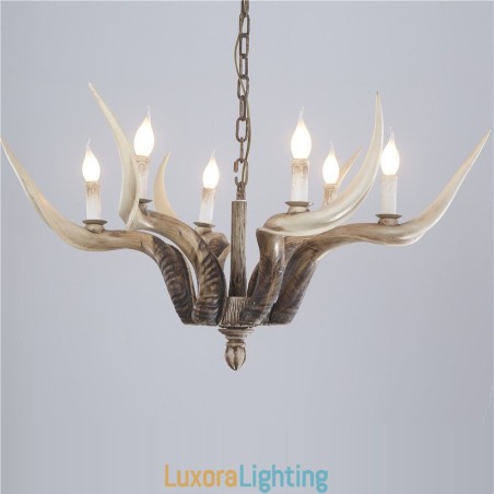Designer Touch Decorative 6 Light Rustic Artistic Retro Antler Antique Chandelier