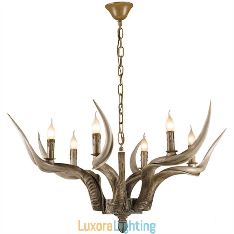 Designer Touch Decorative 6 Light Rustic Artistic Retro Antler Antique Chandelier
