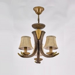 Designer Touch Decorative 3 Light Rustic Artistic Retro Antler Antique Chandelier with Shades