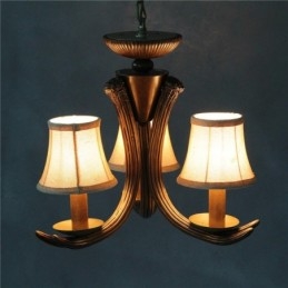 Designer Touch Decorative 3 Light Rustic Artistic Retro Antler Antique Chandelier with Shades