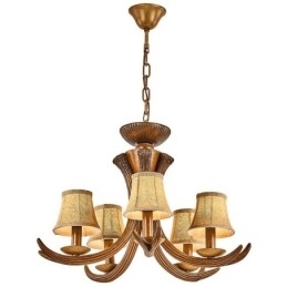Designer Touch Decorative 5 Light Rustic Artistic Retro Antler Antique Chandelier with Shades