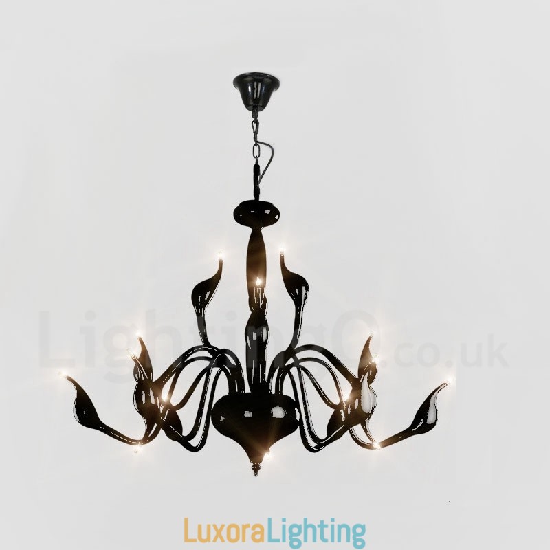 Designer Touch Decorative 15 Light Black Modern Contemporary Electroplated Metal Chandelier