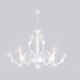 Designer Touch Decorative 15 Light White Modern Contemporary Electroplated Metal Chandelier