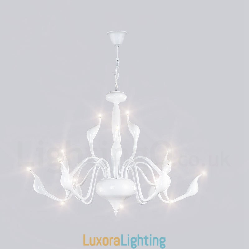Designer Touch Decorative 15 Light White Modern Contemporary Electroplated Metal Chandelier
