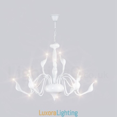 Designer Touch Decorative 15 Light White Modern Contemporary Electroplated Metal Chandelier