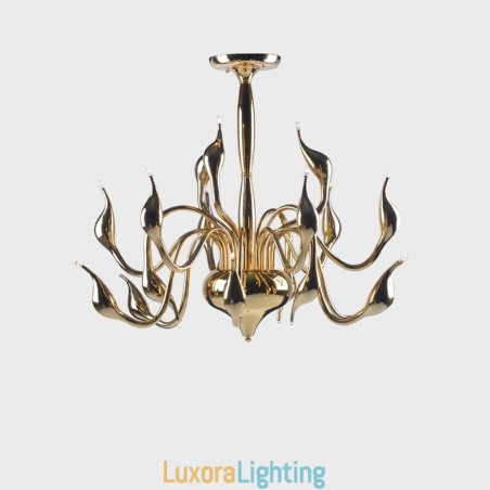 Designer Touch Decorative 15 Light Gold Modern Contemporary Electroplated Metal Chandelier