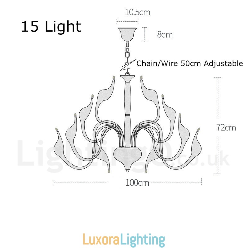 Designer Touch Decorative 15 Light Gold Modern Contemporary Electroplated Metal Chandelier