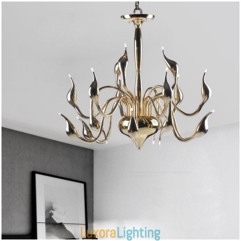 Designer Touch Decorative 15 Light Gold Modern Contemporary Electroplated Metal Chandelier