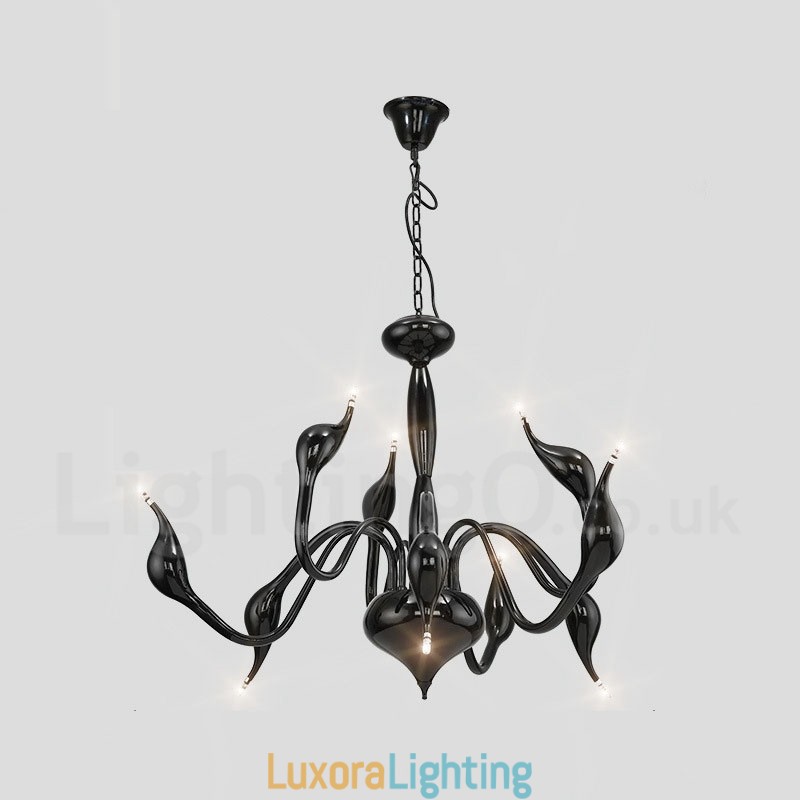 Designer Touch Decorative 9 Light Black Modern Contemporary Electroplated Metal Chandelier