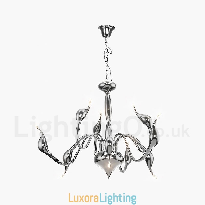 Designer Touch Decorative 9 Light Modern Contemporary Electroplated Metal Chandelier