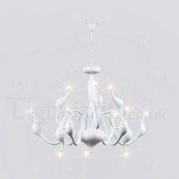 Designer Touch Decorative 12 Light Modern Swan White Metal Chandelier Pendant Light