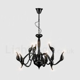 Designer Touch Decorative 12 Light Modern Swan Black Metal Chandelier Pendant Light
