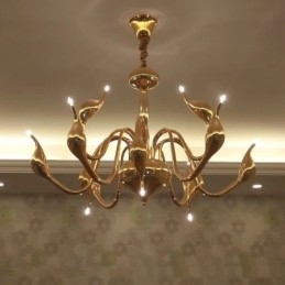 Designer Touch Decorative 12 Light Modern Swan Gold Metal Chandelier Pendant Light