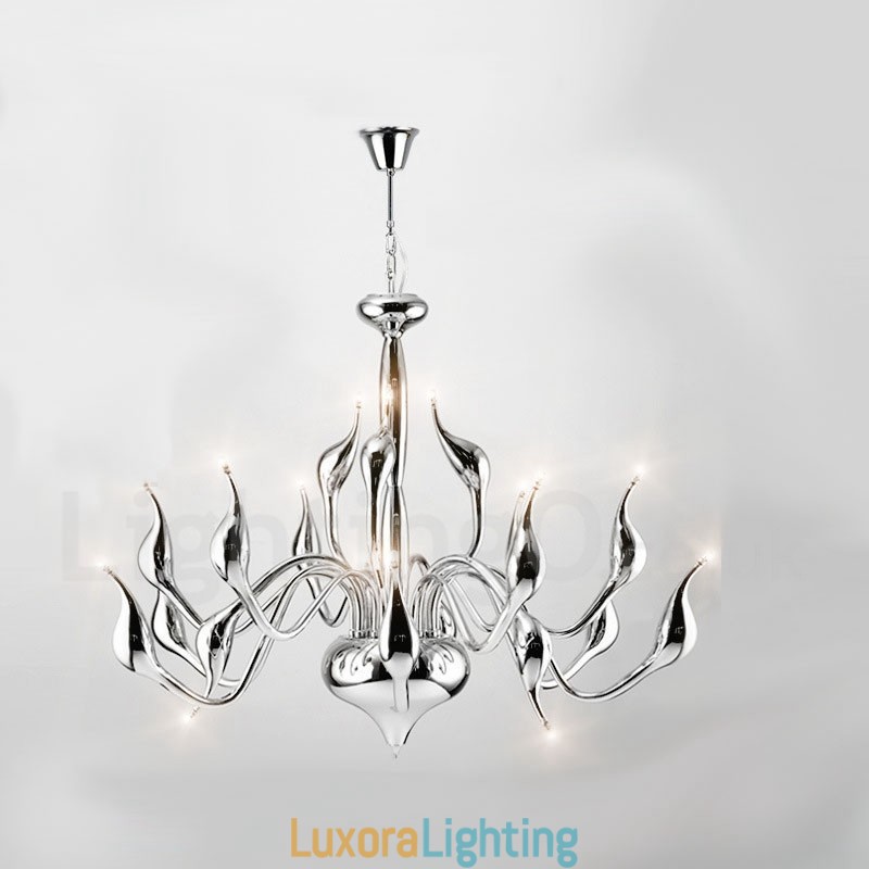 Designer Touch Decorative 18 Lights Stainless Post Modern Swan Chandelier Light G4 Chrome Finished