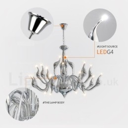 Designer Touch Decorative 18 Lights Stainless Post Modern Swan Chandelier Light G4 Chrome Finished