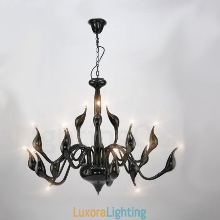 Designer Touch Decorative 18 Lights Stainless Post Modern Swan Chandelier Light G4 Black Finished