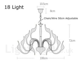 Designer Touch Decorative 18 Lights Stainless Post Modern Swan Chandelier Light G4 Black Finished