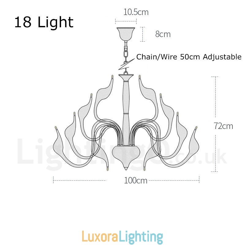 Designer Touch Decorative 18 Lights Stainless Post Modern Swan Chandelier Light G4 Black Finished