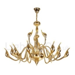 Designer Touch Decorative 18 Lights Stainless Post Modern Swan Chandelier Light G4 Gold Finished
