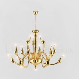 Designer Touch Decorative 18 Lights Stainless Post Modern Swan Chandelier Light G4 Gold Finished