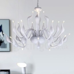 Designer Touch Decorative 24 Lights Modern Swan Chandelier Light G4 White Plating